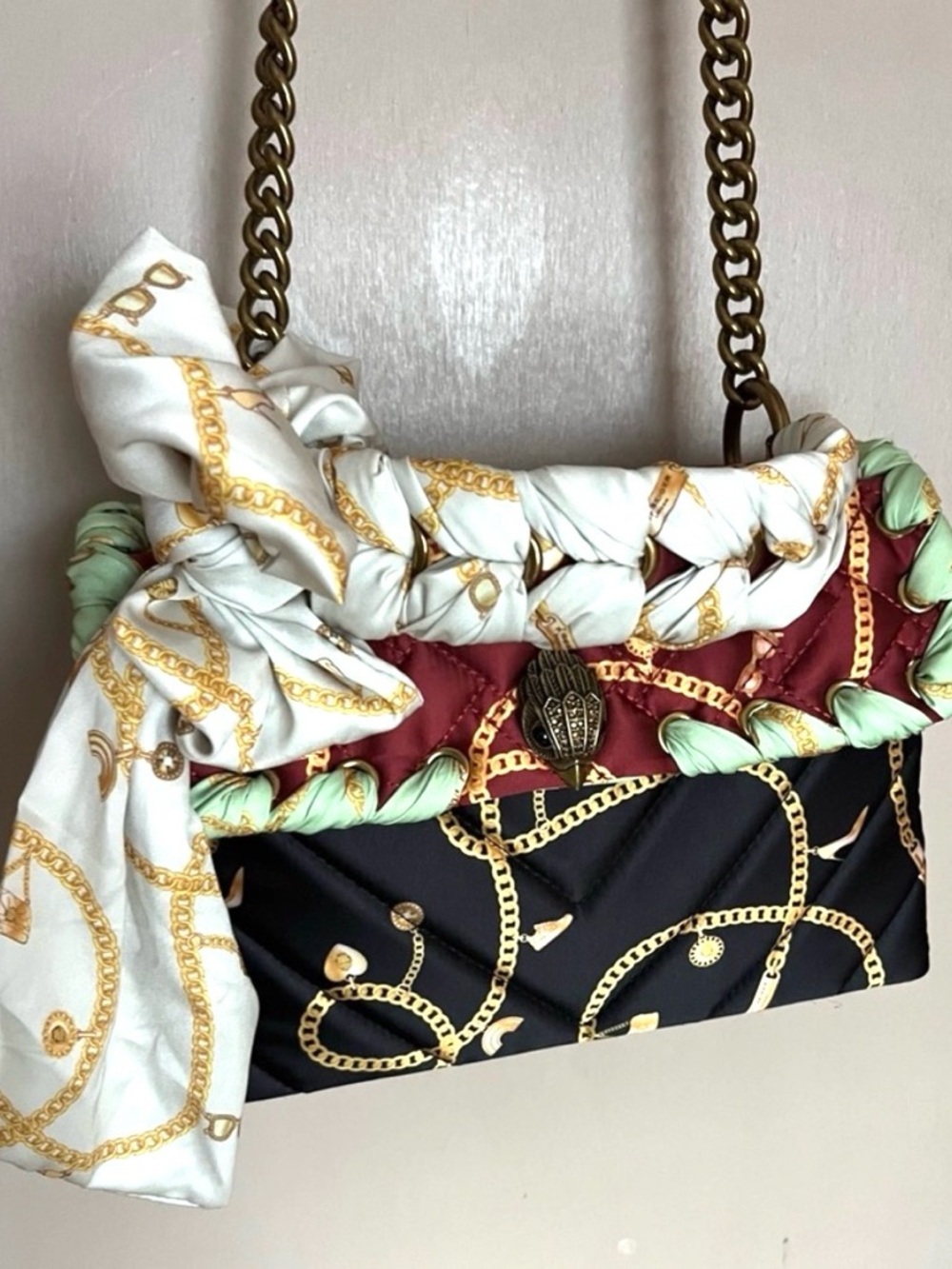 Kurt Geiger Kensington Quilted Nylon Scarf Handle Shoulder Satchel Bag NWT - Picture 3 of 9